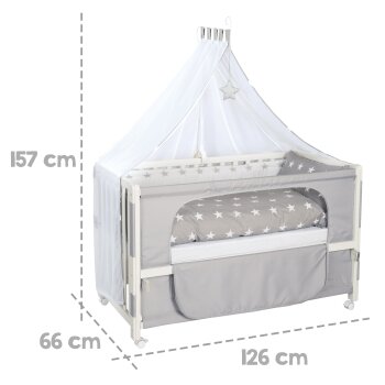 roba Room Bed Little Stars, 60 x 120 cm, Beistellbett zum Elternbett mit kompletter Ausstattung - B-Ware sehr gut