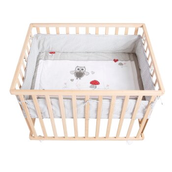 roba Laufgitter Adam & Eule, inkl. Schutzeinlage & Rollen, 75 x 100 cm, Holz natur - B-Ware neuwertig