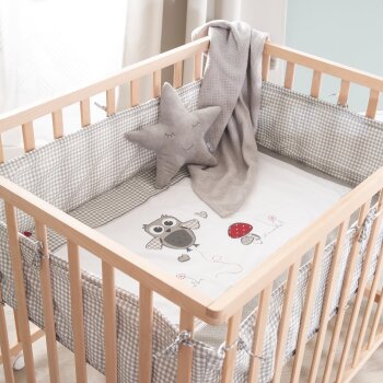 roba Laufgitter Adam & Eule, inkl. Schutzeinlage & Rollen, 75 x 100 cm, Holz natur - B-Ware neuwertig