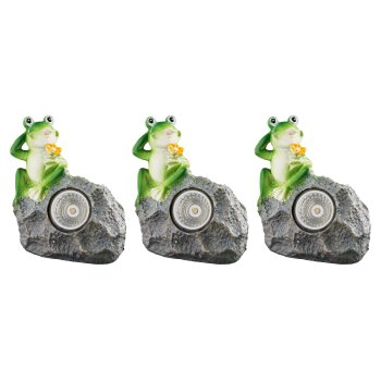 LIVARNO home LED-Solarleuchten, manuell ausschaltbar (3 Stück grau mit Frosch) - B-Ware sehr gut