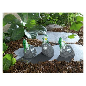 LIVARNO home LED-Solarleuchten, manuell ausschaltbar (3 Stück grau mit Frosch) - B-Ware sehr gut