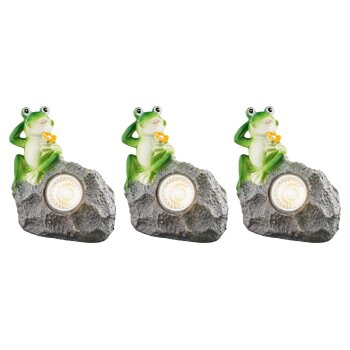 LIVARNO home LED-Solarleuchten, manuell ausschaltbar (3 Stück grau mit Frosch) - B-Ware sehr gut