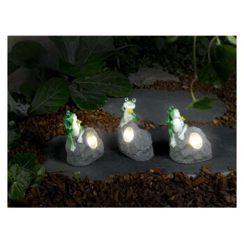 LIVARNO home LED-Solarleuchten, manuell ausschaltbar (3 Stück grau mit Frosch) - B-Ware sehr gut