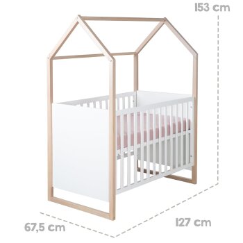 roba 2in1 Baby- & Beistellbett Cabane, 60 x 120 cm, Holz natur/weiß - B-Ware neuwertig