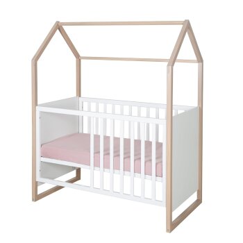 roba 2in1 Baby- & Beistellbett Cabane, 60 x 120 cm, Holz natur/weiß - B-Ware neuwertig