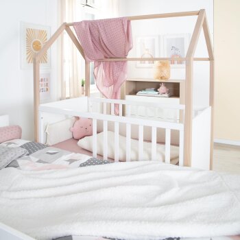 roba 2in1 Baby- & Beistellbett Cabane, 60 x 120 cm, Holz natur/weiß - B-Ware neuwertig