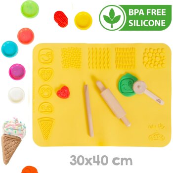 roba x Play-Doh Spielset, mit 3D-Kreativmatte, Holzwerkzeugen und Knetdosen - B-Ware neuwertig