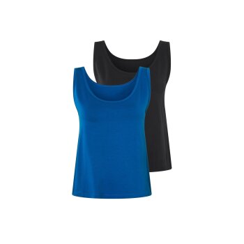 esmara® Damen Tops, 2 Stück (Schwarz/blau, M(40/42)) - B-Ware neuwertig