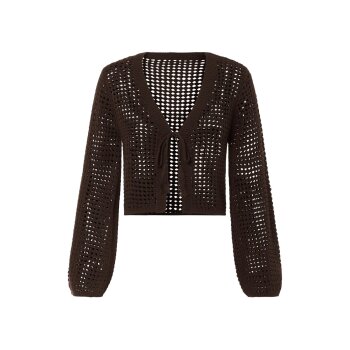 esmara® Damen Ajour-Cardigan, in transparenter Optik (Braun, M(40/42)) - B-Ware neuwertig