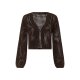esmara® Damen Ajour-Cardigan, in transparenter Optik (Braun, M(40/42)) - B-Ware neuwertig