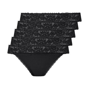 esmara® Damen Strings, 5 Stück, hoher Baumwollanteil (Schwarz, L (44/46)) - B-Ware neuwertig