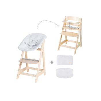 roba 2-in-1 Treppenhochstuhl Born Up Zickzack, mit Sitzverkleinerer, natur - B-Ware Transportschaden Kosmetisch