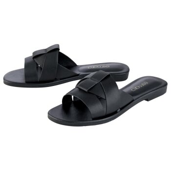 esmara® Damen Pantoletten, aus Leder (Schwarz, 38) - B-Ware neuwertig