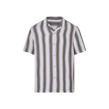 LIVERGY® Herren Musselinhemd, aus reiner Baumwolle (Streifen, S (37/38)) - B-Ware neuwertig