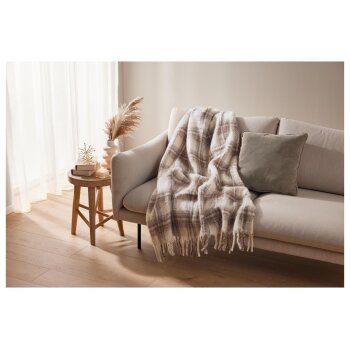 LIVARNO home Wohndecke, 130x170cm (Kariert braun) - B-Ware sehr gut