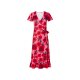 esmara® Damen Wickelkleid mit verspielten Volants (Muster pink/rot, S) - B-Ware neuwertig