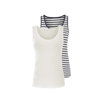 Esmara® Damen Tanktop mit Bio-Baumwolle, 2-teilig, (M,(40/42)), weiß - B-Ware neuwertig