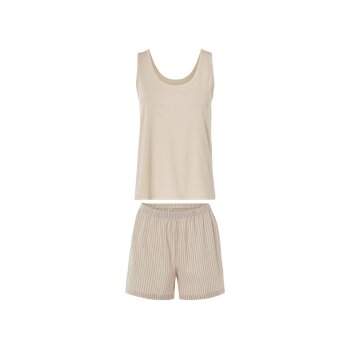 esmara® Damen Pyjama mit Leinen (Beige, M(40/42)) - B-Ware neuwertig
