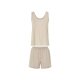 esmara® Damen Pyjama mit Leinen (Beige, M(40/42)) - B-Ware neuwertig