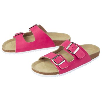 esmara® Damen Pantoletten mit Lederdecksohle (Pink, 41) - B-Ware neuwertig