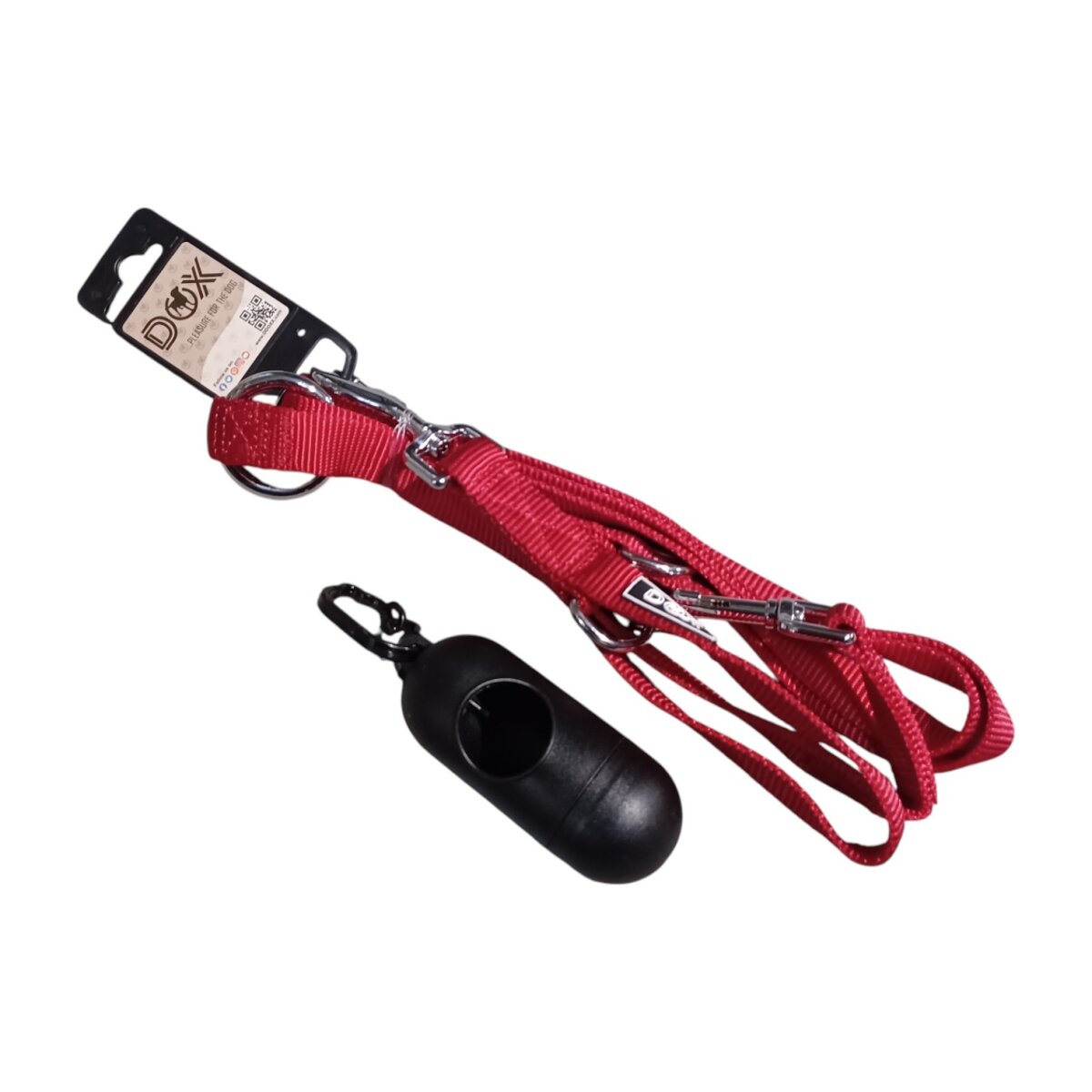 DDOXX Hundeleine Nylon, 3fach verstellbar, 2m Lauf-Leine, M, rot