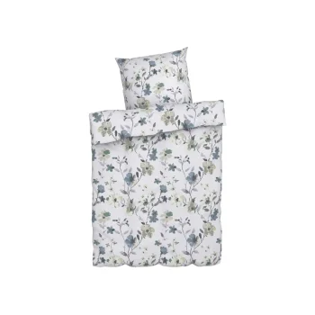 LIVARNO home Bettbezug, 200 x 200 cm, Blumen/weiß/blau - B-Ware neuwertig
