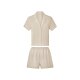 esmara® Damen Pyjama, aus angenehm weichem Musselin (Beige, L(44/46)) - B-Ware neuwertig