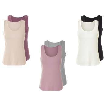 esmara® Damen Gerippte Tops, 2 Stück, in...