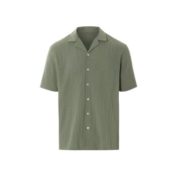 LIVERGY® Herren Resortshirt, mit durchgehender Knopfleiste (Khaki, L (41/42)) - B-Ware neuwertig