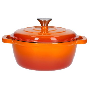 SILVERCREST® Premium-Gusseisentopf 22 cm / 2,8 Liter mit Drop-System (Orange) - B-Ware neuwertig