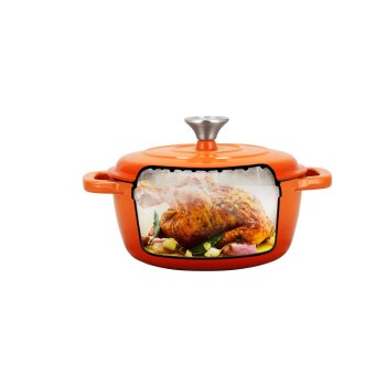 SILVERCREST® Premium-Gusseisentopf 22 cm / 2,8 Liter mit Drop-System (Orange) - B-Ware neuwertig