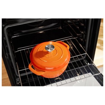 SILVERCREST® Premium-Gusseisentopf 22 cm / 2,8 Liter mit Drop-System (Orange) - B-Ware neuwertig