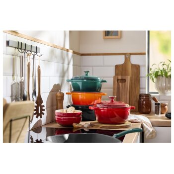 SILVERCREST® Premium-Gusseisentopf 22 cm / 2,8 Liter mit Drop-System (Orange) - B-Ware neuwertig