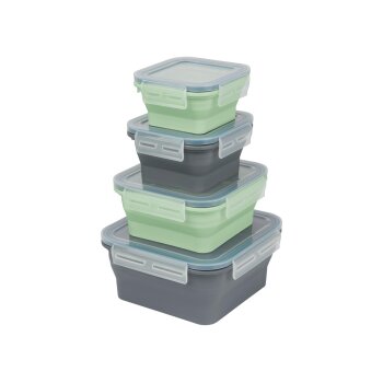 SILVERCREST® Faltbare Frischhaltedosen / Lunchbox, aus hitzebeständigem Silikon (Quadrat) - B-Ware sehr gut