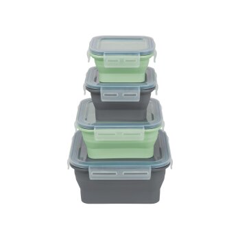 SILVERCREST® Faltbare Frischhaltedosen / Lunchbox, aus hitzebeständigem Silikon (Quadrat) - B-Ware sehr gut