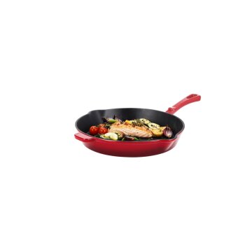 SILVERCREST® Pfanne Gusseisen 30 cm mit Ausgießer (Rot) - B-Ware neuwertig