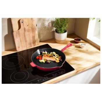 SILVERCREST® Pfanne Gusseisen 30 cm mit Ausgießer (Rot) - B-Ware neuwertig