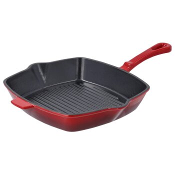 SILVERCREST® Premium-Gusseisengrillpfanne 24 cm, für alle Herdarten (Rot) - B-Ware sehr gut
