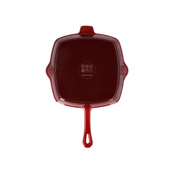 SILVERCREST® Premium-Gusseisengrillpfanne 24 cm, für alle Herdarten (Rot) - B-Ware sehr gut