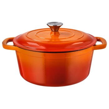 SILVERCREST® Premium-Gusseisentopf, mit Drop-System 26cm / 5,1 Liter (Orange) - B-Ware sehr gut