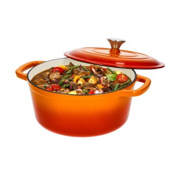 SILVERCREST® Premium-Gusseisentopf, mit Drop-System 26cm / 5,1 Liter (Orange) - B-Ware sehr gut