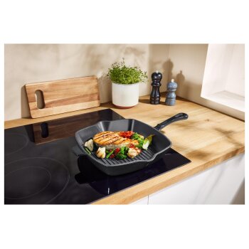 SILVERCREST® Premium-Gusseisen-Grillpfanne, Ø 24 cm (Schwarz) - B-Ware sehr gut