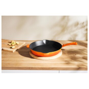 SILVERCREST® Pfanne Gusseisen 30 cm mit Ausgießer (Orange) - B-Ware sehr gut