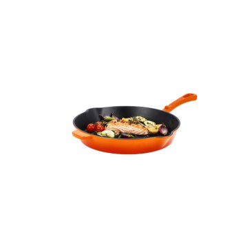 SILVERCREST® Pfanne Gusseisen 30 cm mit Ausgießer (Orange) - B-Ware sehr gut
