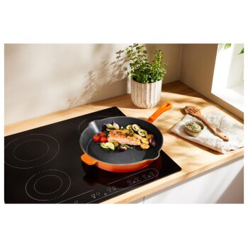 SILVERCREST® Pfanne Gusseisen 30 cm mit Ausgießer (Orange) - B-Ware sehr gut