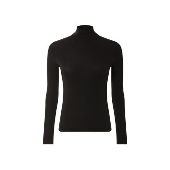 esmara® Damen Rollkragenshirt, in modischer Ripp-Qualität (Schwarz, L(44/46)) - B-Ware neuwertig