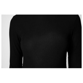 esmara® Damen Rollkragenshirt, in modischer Ripp-Qualität (Schwarz, L(44/46)) - B-Ware neuwertig