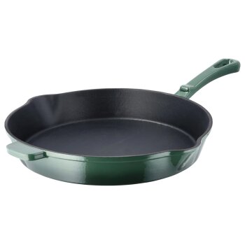SILVERCREST® Pfanne Gusseisen 30 cm mit Ausgießer (Grün) - B-Ware Transportschaden Kosmetisch