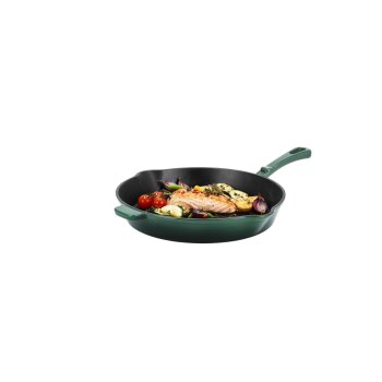 SILVERCREST® Pfanne Gusseisen 30 cm mit Ausgießer (Grün) - B-Ware Transportschaden Kosmetisch