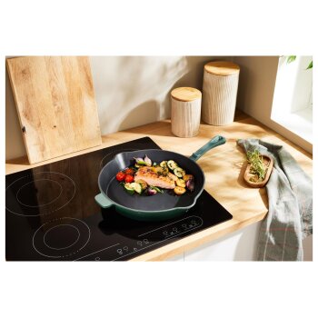 SILVERCREST® Pfanne Gusseisen 30 cm mit Ausgießer (Grün) - B-Ware Transportschaden Kosmetisch